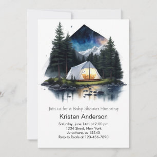 Tent in the Starlight Adventure Baby Shower Invitation