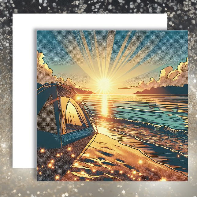 Tent on a Beach Camping Themed blank Card (Creator Uploaded)