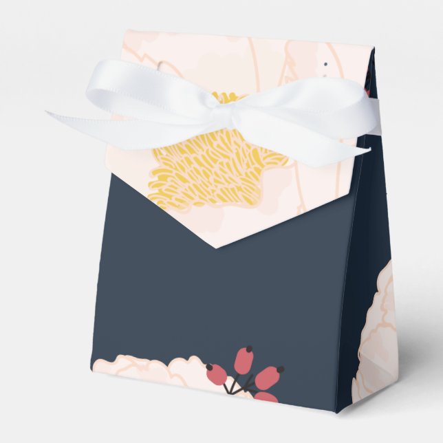 Tent Paper Favour Box Baby Pink Cosmos on Navy (Front Side)