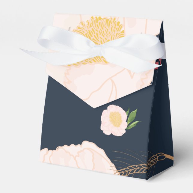 Tent Paper Favour Box Baby Pink Cosmos on White (Front Side)