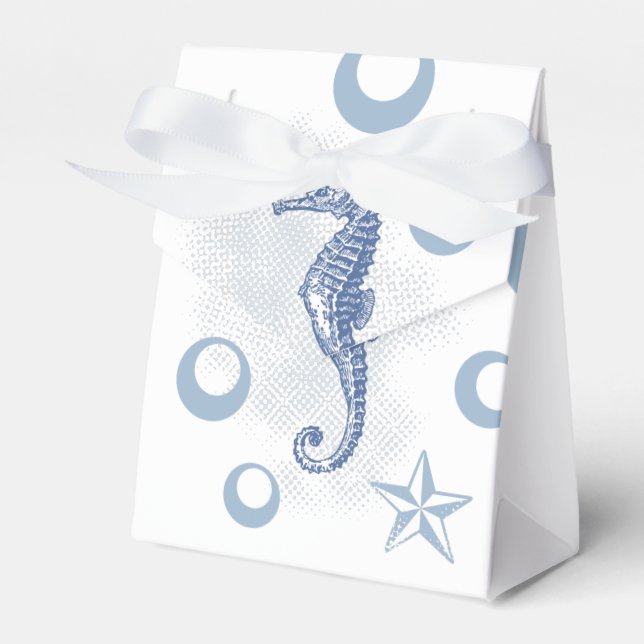 Tent Paper Favour Box Seahorse Ocean Beach Water (Front Side)