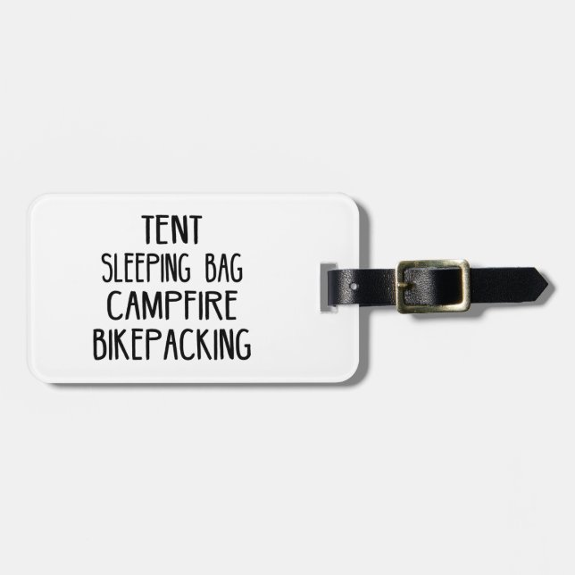 Tent Sleeping Bag Campfire Bikepacking Luggage Tag (Front Horizontal)