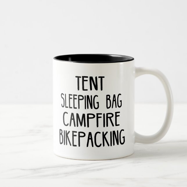 Tent Sleeping Bag Campfire Bikepacking Two-Tone Coffee Mug (Right)
