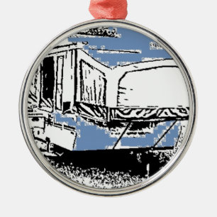 Tent Trailer on Blue Metal Tree Decoration