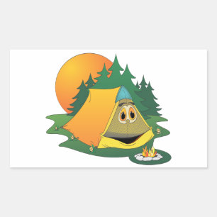 Tent Woods Cartoon Rectangular Sticker