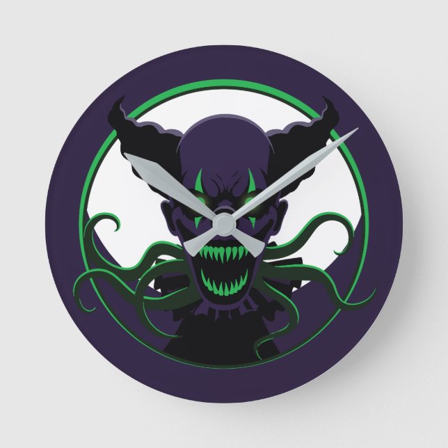 Tentacle Clown Round Clock (Front)