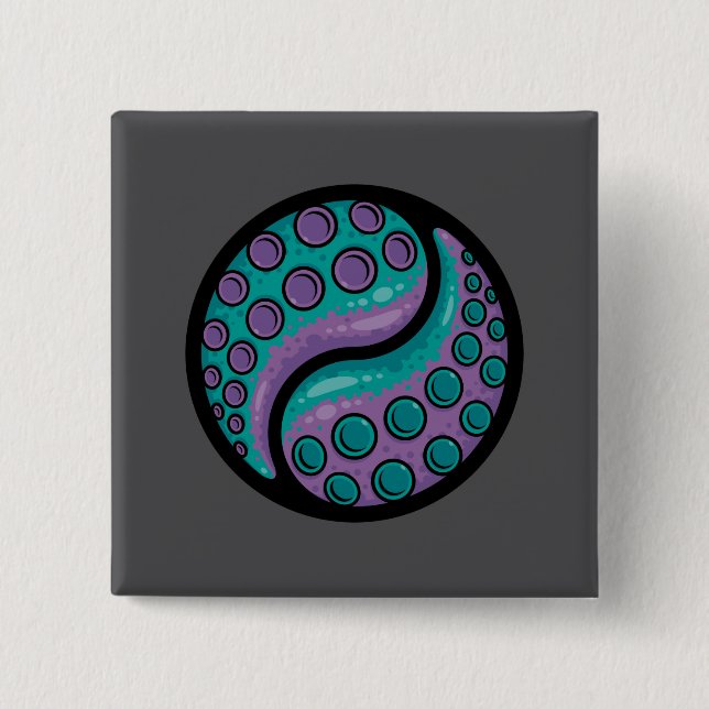 Tentacle Yin Yang 15 Cm Square Badge (Front)