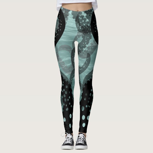 Tentacles faded green Seafoam in the Sea Leggings (Front)