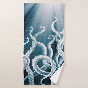 Tentacles Galaxy Blue Moon Rays Bath Towel Set