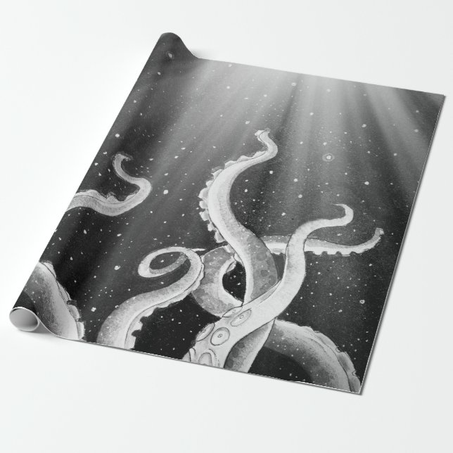 Tentacles Moon Rays Wrapping Paper (Unrolled)