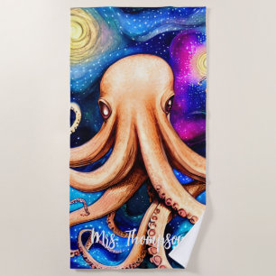 Tentacles Octopus with Personalised Name Beach Towel
