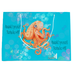 Tentacles off personalised octopus with bubbles large gift bag