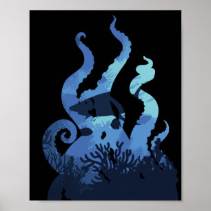 Tentacles Underwater Marine Landscape Sea Life Poster