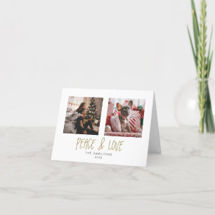 Tented Peace & Love Minimalist gold Holiday Card
