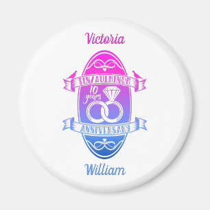 Tenth 10th wedding anniversary TIN ALUMINUM Magnet