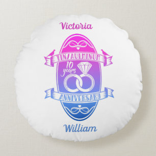 Tenth 10th wedding anniversary TIN ALUMINUM Round Cushion