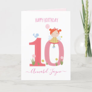 Tenth birthday fairy cute pink personalised card