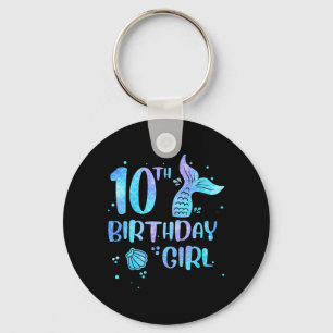 Tenth Birthday Girl Mermaid 10th Toddlers Back to Key Ring