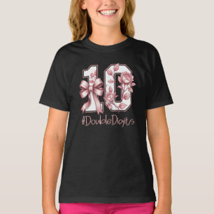 Tenth Birthday Girl Pink Coquette Bow Turning 10 T-Shirt