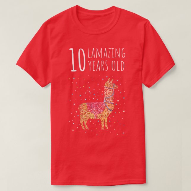 Tenth Birthday Ten 10th Lama Alpaka T-Shirt (Design Front)