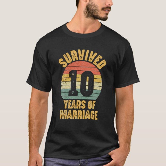 Tenth Wedding Anniversary 10 Year Marriage Couple T-Shirt (Front)