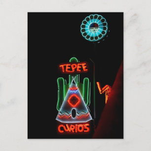 Tepee Curios Neon Sign, Tucumcari, N.M. Postcard