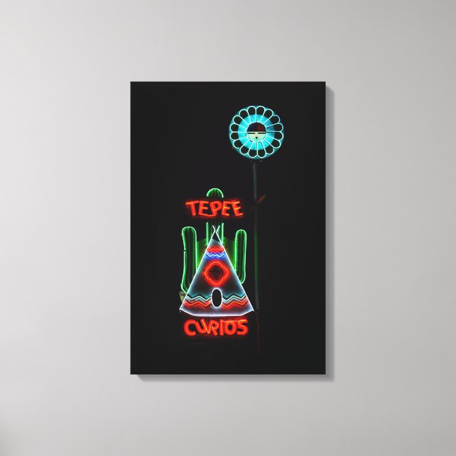Tepee Curios Neon Sign, Tucumcari, New Mexico Canvas Print (Front)