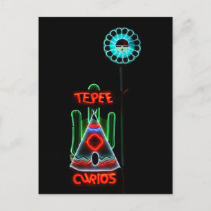 Tepee Curios Neon Sign, Tucumcari, New Mexico Postcard
