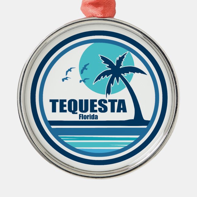 Tequesta Florida Palm Tree Birds Metal Tree Decoration (Front)