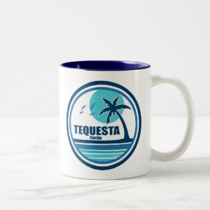 Tequesta Florida Palm Tree Birds Two-Tone Coffee Mug