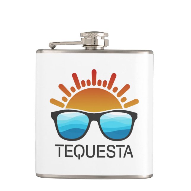 Tequesta Florida Sunglasses Hip Flask (Front)