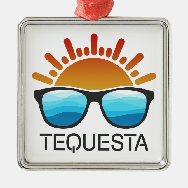 Tequesta Florida Sunglasses Metal Tree Decoration (Front)