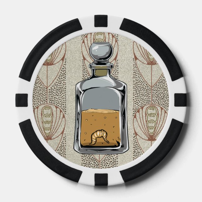 Tequila Bottle with worm Poker Chips (Front)
