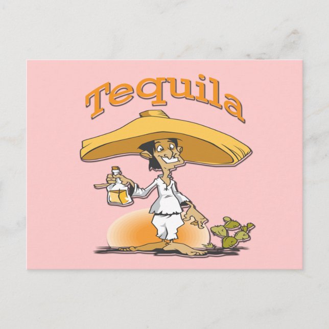 Tequila Cactus Mexican Sombrero Postcard (Front)