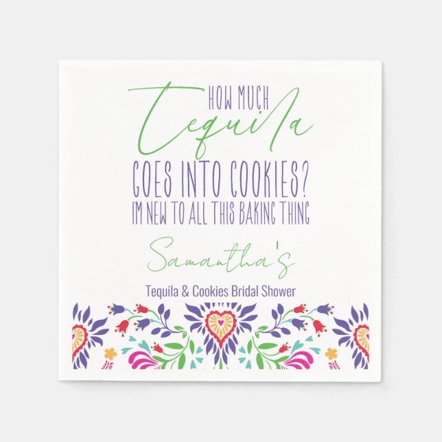 Tequila & Cookies Baking Class Bridal Shower Party Napkin (Front)