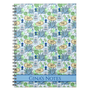 Tequila Drinker Blue Agave Plants and Sombreros Notebook