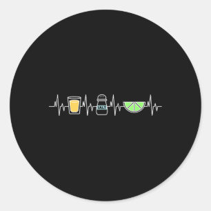 Tequila Lime Salt Heartbeat Funny Cinco De Mayo Fi Classic Round Sticker