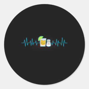Tequila Lime Salt Heartbeat Funny Cinco De Mayo Fi Classic Round Sticker
