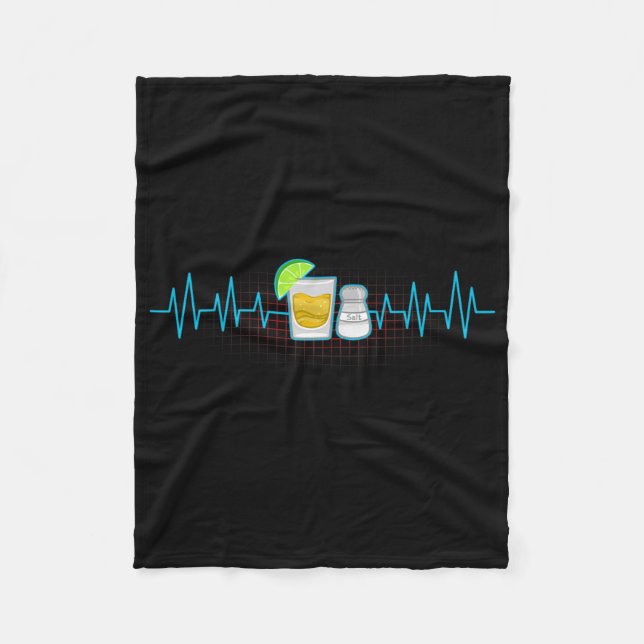 Tequila Lime Salt Heartbeat Funny Cinco De Mayo Fi Fleece Blanket (Front)