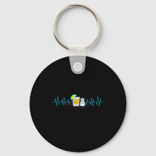 Tequila Lime Salt Heartbeat Funny Cinco De Mayo Fi Key Ring