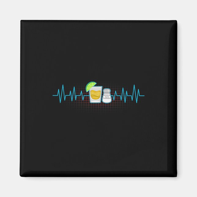 Tequila Lime Salt Heartbeat Funny Cinco De Mayo Fi Magnet (Front)