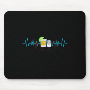 Tequila Lime Salt Heartbeat Funny Cinco De Mayo Fi Mouse Mat