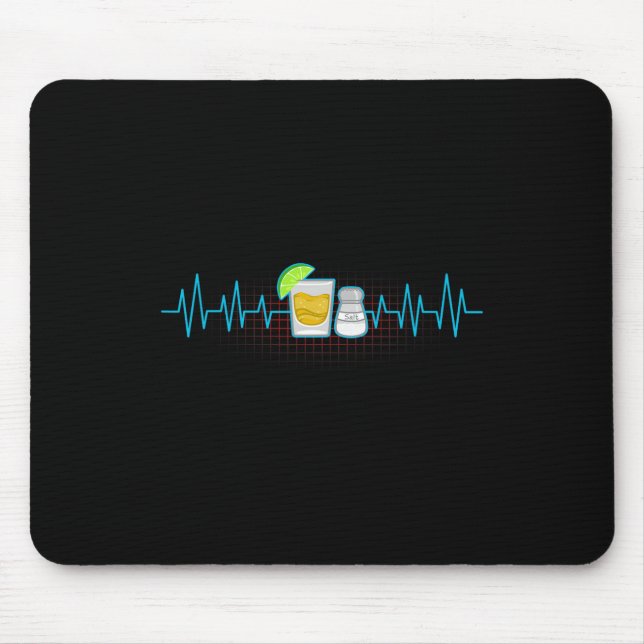 Tequila Lime Salt Heartbeat Funny Cinco De Mayo Fi Mouse Mat (Front)