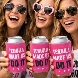 Tequila Made Us Do It | Bride Squad Drinking Can Cooler