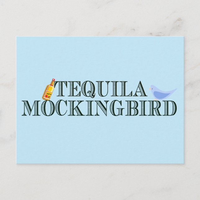 Tequila Mockingbird Funny Book Lover Pun Blue Postcard (Front)