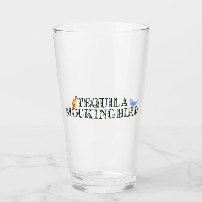 Tequila Mockingbird Funny Literary Pun Word Play Glass (Front)