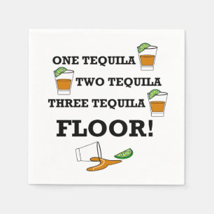 Tequila Shot Glass With Lime Wedge Cocktail Napkin