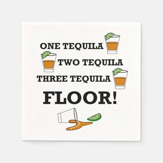 Tequila Shot Glass With Lime Wedge Cocktail Napkin (Front)