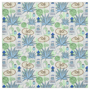Tequila Shots and Blue Agave Patterned Fabric