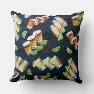 Tequila Shots and Lime Wedges Throw Pillow